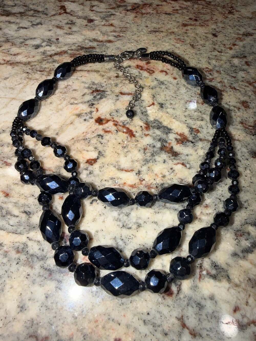 lia sophia Faceted Black Bead Multi-Strand Necklace